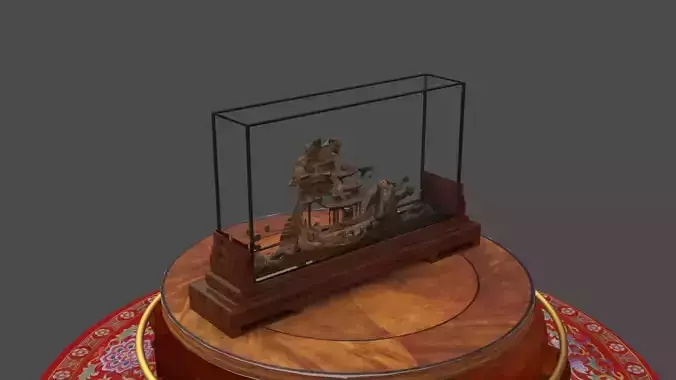  Chinese carved cork display stand 