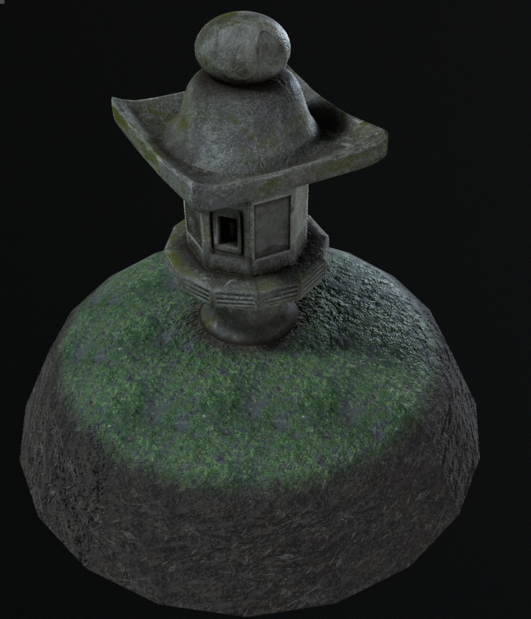 Japanese Stone Lantern Low-poly 3D model_4
