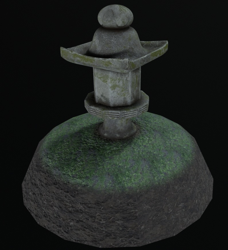 Japanese Stone Lantern Low-poly 3D model_5