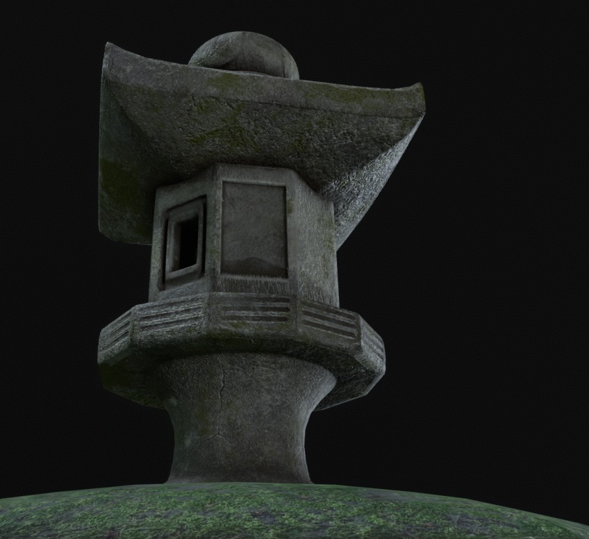 Japanese Stone Lantern Low-poly 3D model_3