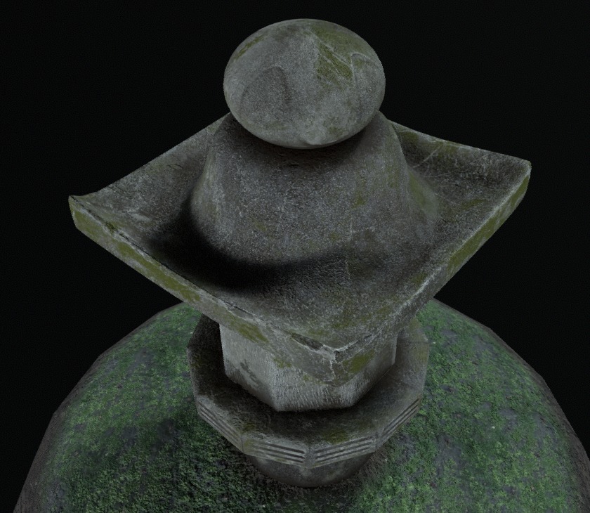 Japanese Stone Lantern Low-poly 3D model_7