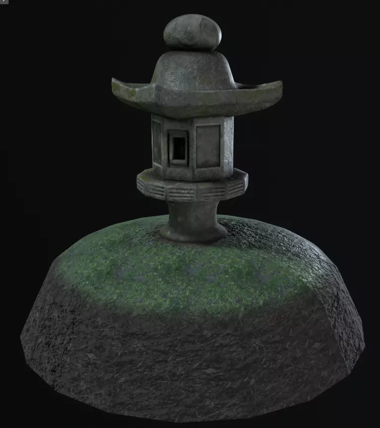 Japanese Stone Lantern Low-poly 3D model_0