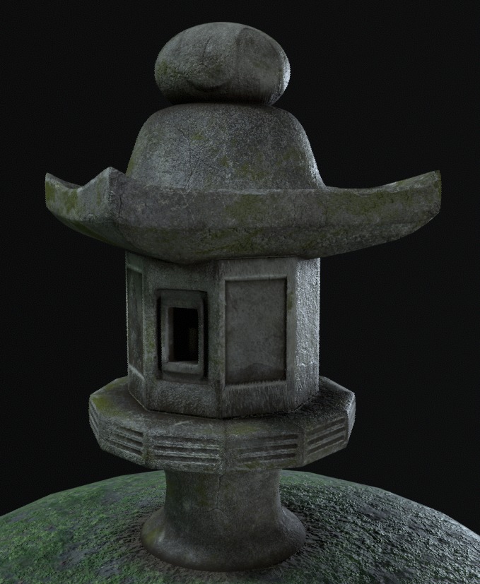 Japanese Stone Lantern Low-poly 3D model_2