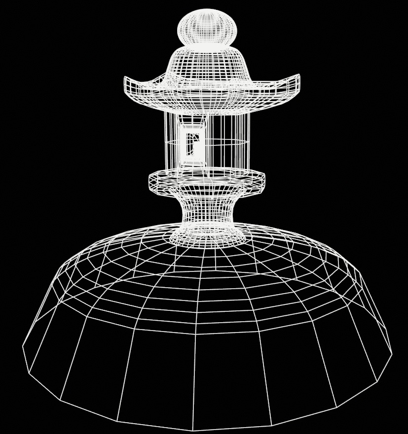 Japanese Stone Lantern Low-poly 3D model_8