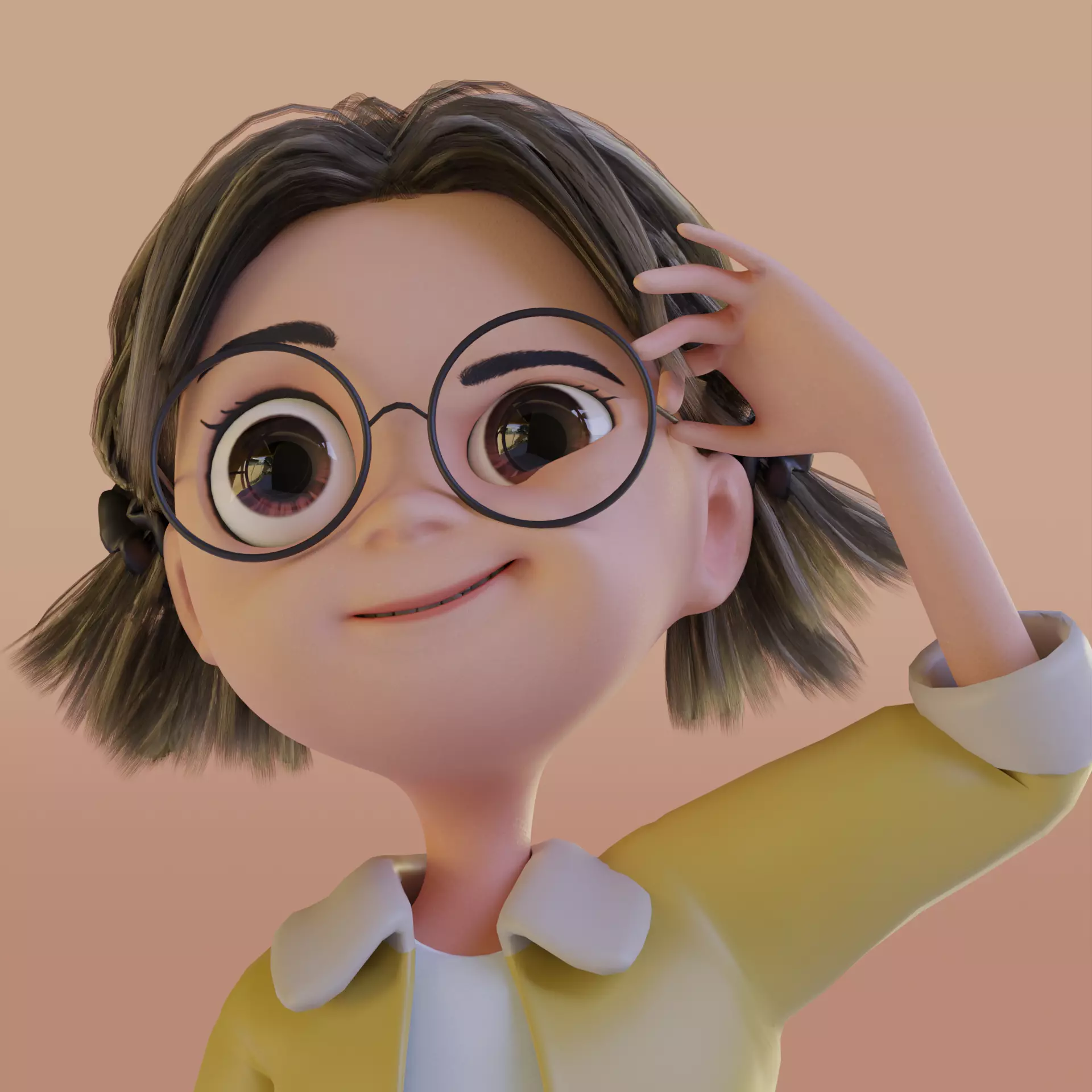 Girl Cartoon Low-poly 3D model_0