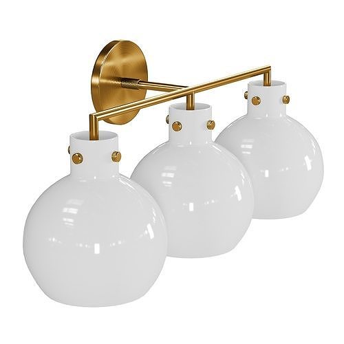 Dakota Brass Milky Dome Sconce 3D model