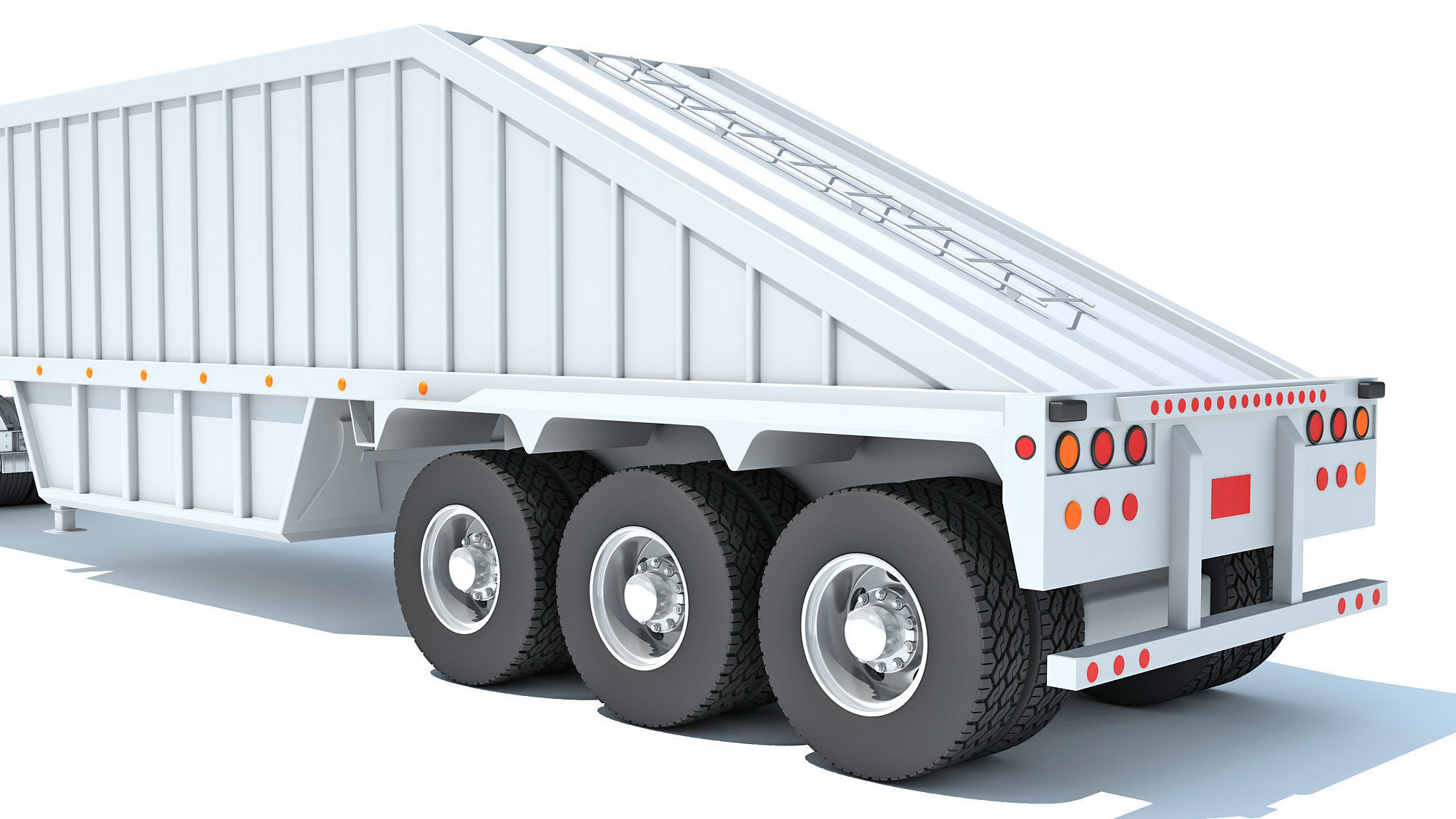 Semi Truck with Bottom Dump Trailer 3D model_15