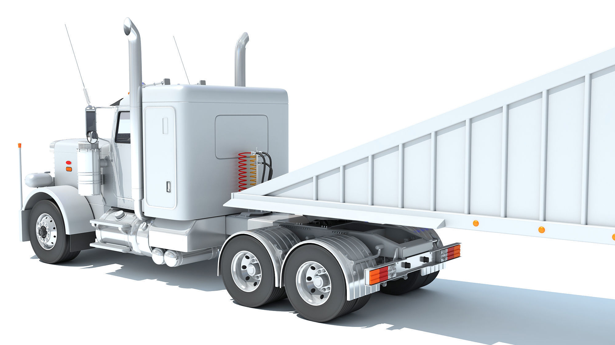 Semi Truck with Bottom Dump Trailer 3D model_13