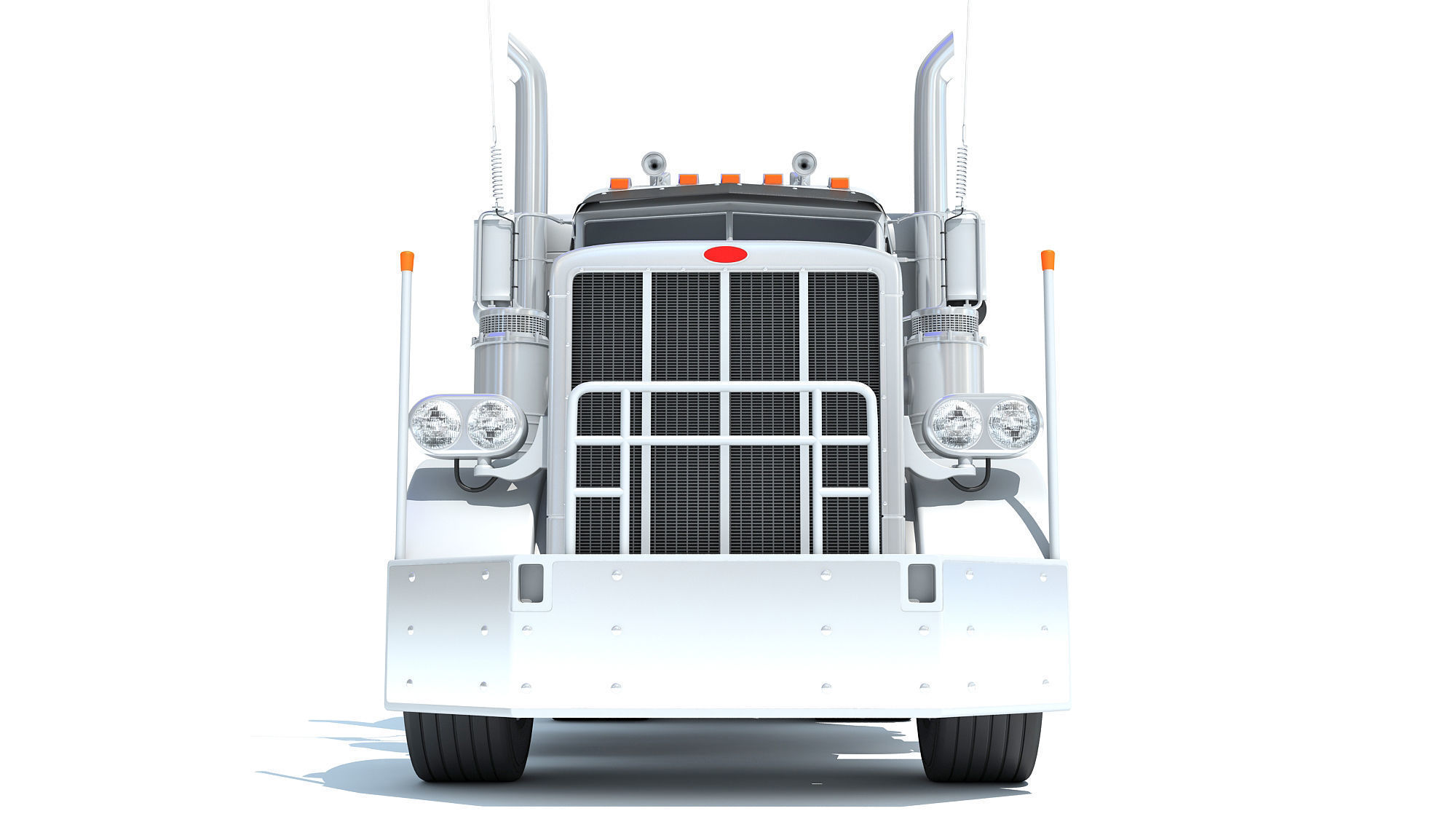 Semi Truck with Bottom Dump Trailer 3D model_9