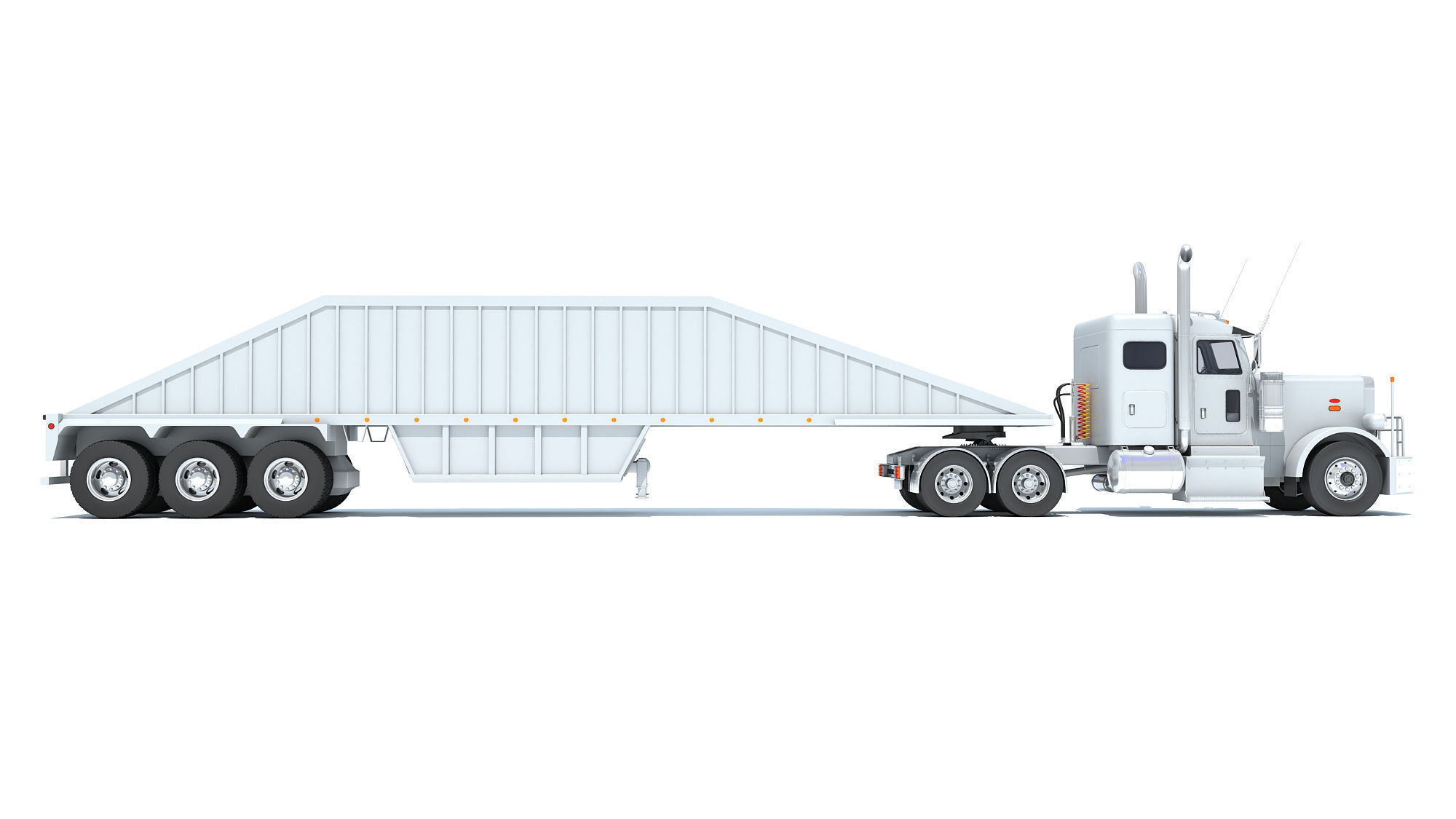 Semi Truck with Bottom Dump Trailer 3D model_5