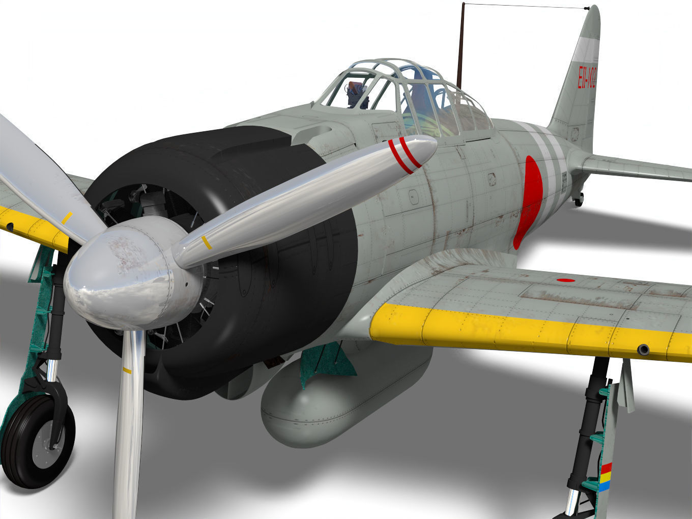 A6M2 Zero fighter Type 21  3D model_7