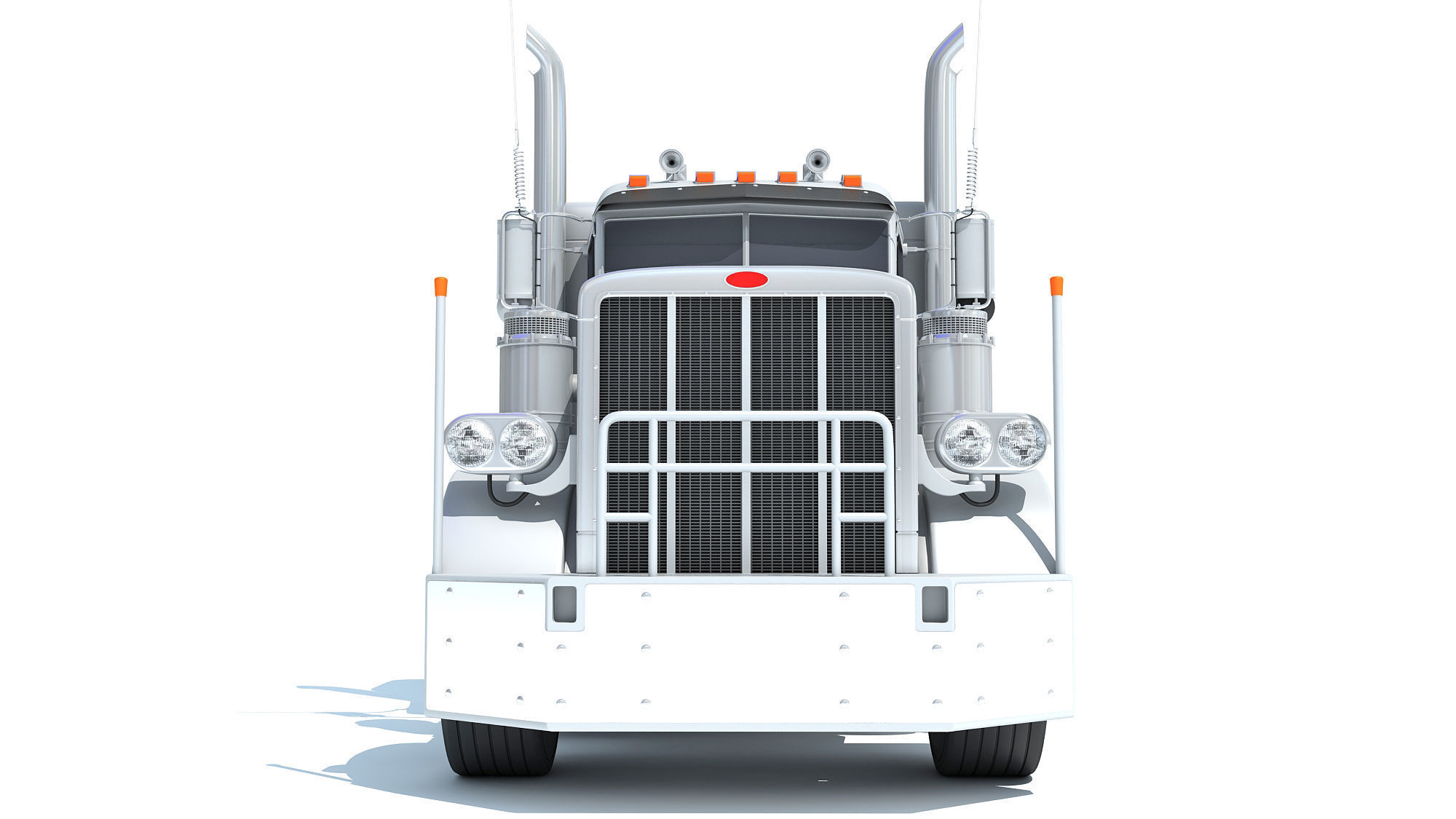 Semi Truck with Flatbed Trailer 3D model_9