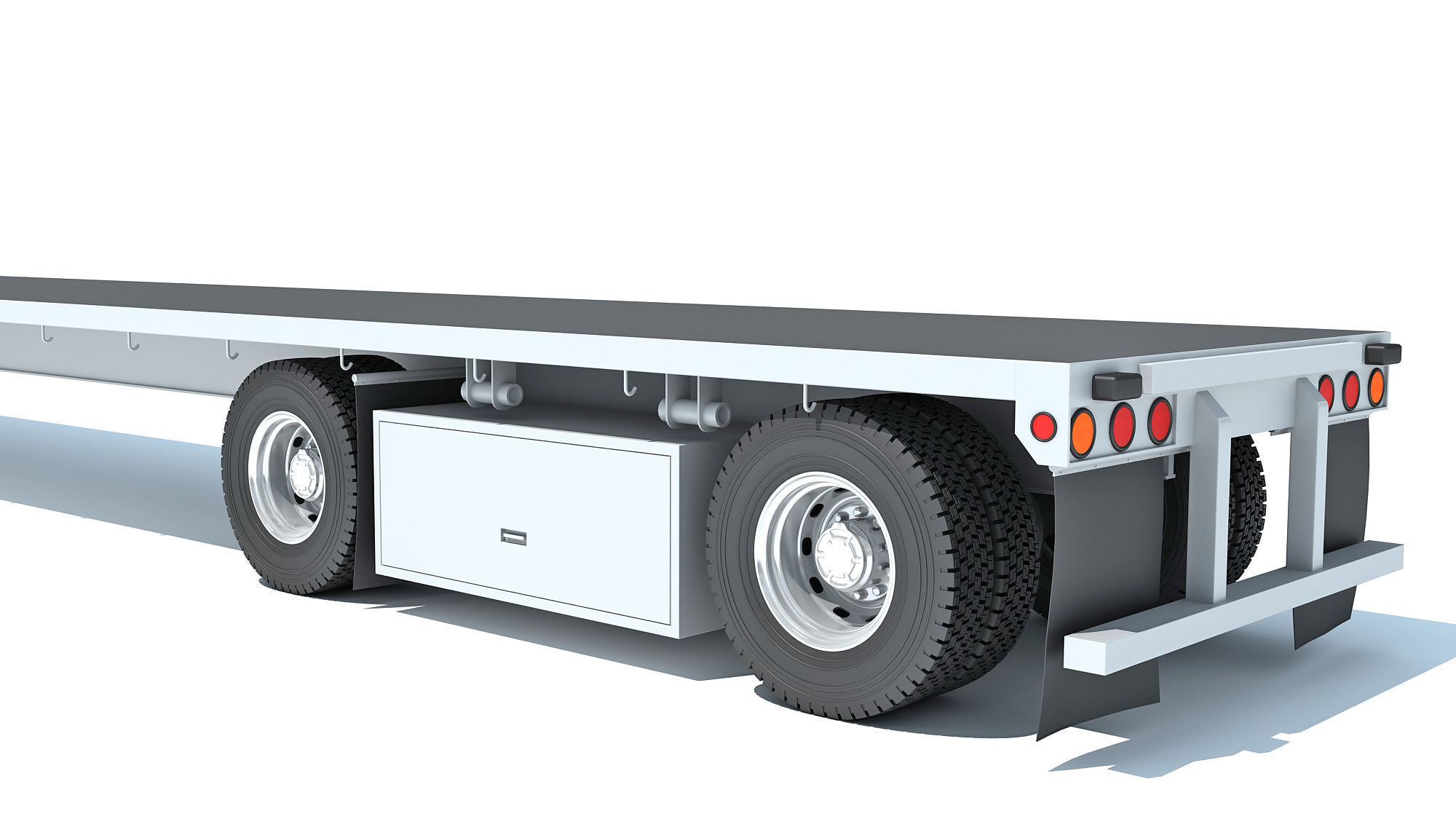 Semi Truck with Flatbed Trailer 3D model_15