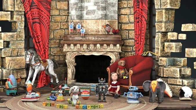 Kids Play Room Kindergarten Toys Low-Poly 3D Model 3D model