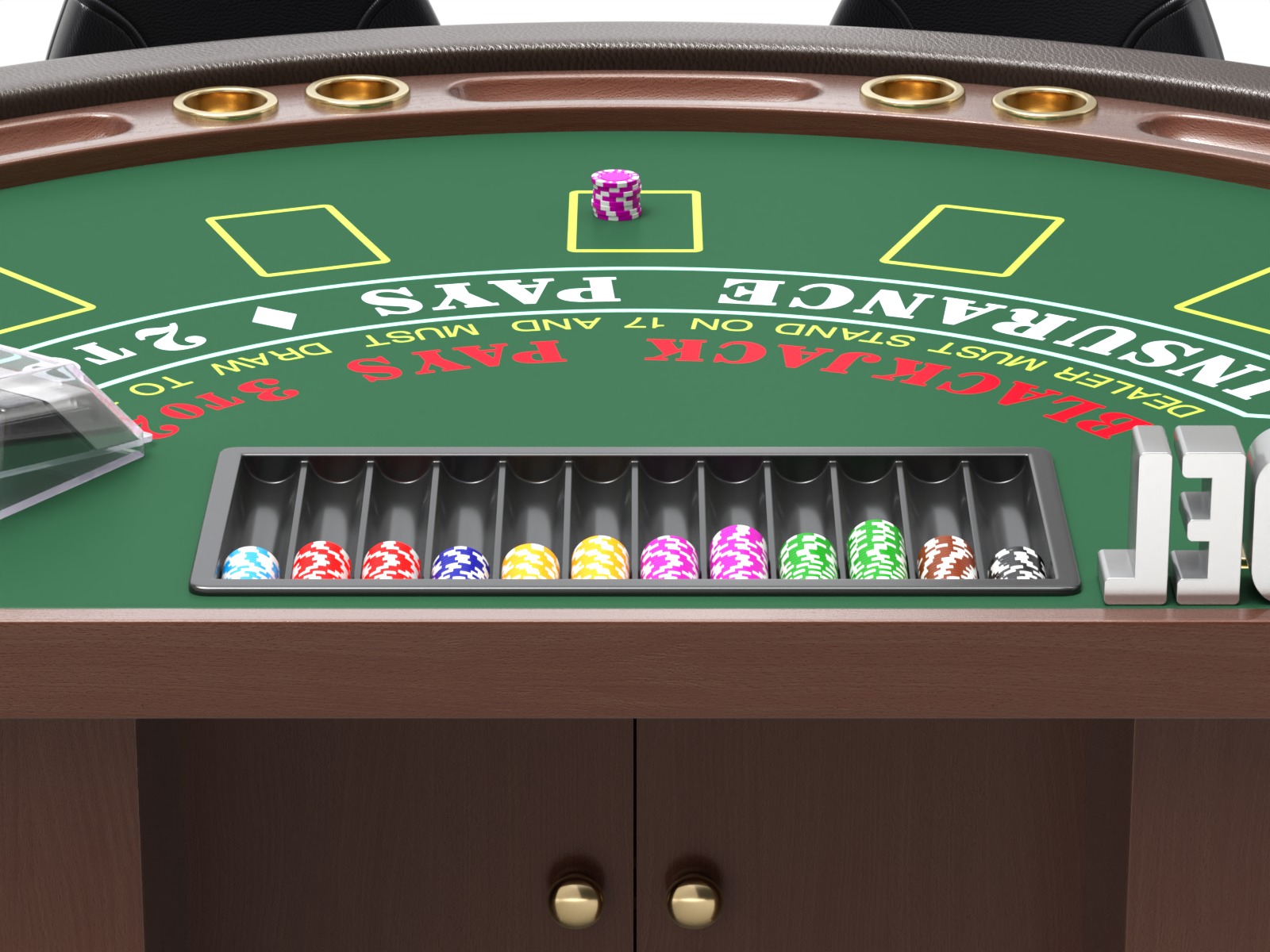 Blackjack Table Set 3D model_16