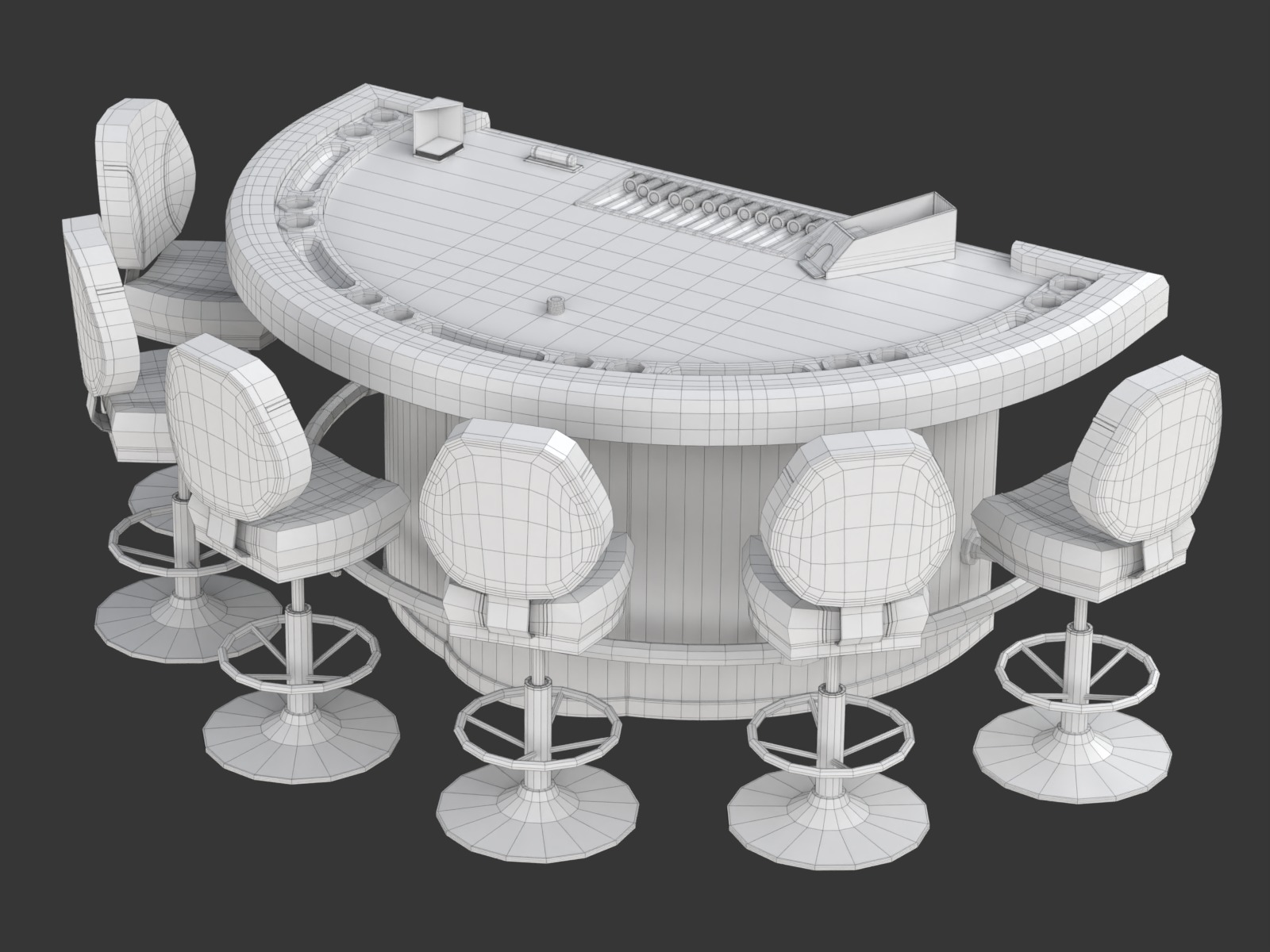 Blackjack Table Set 3D model_26