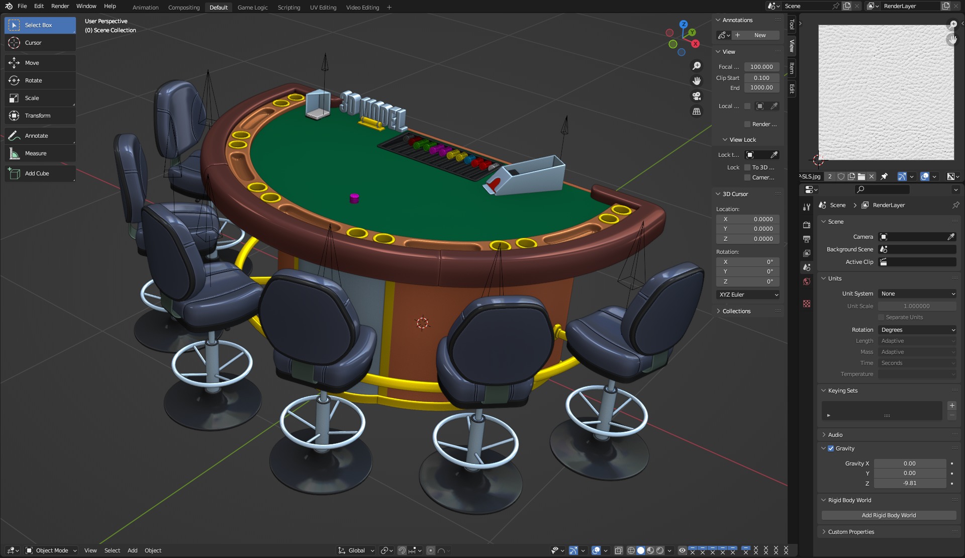 Blackjack Table Set 3D model_23