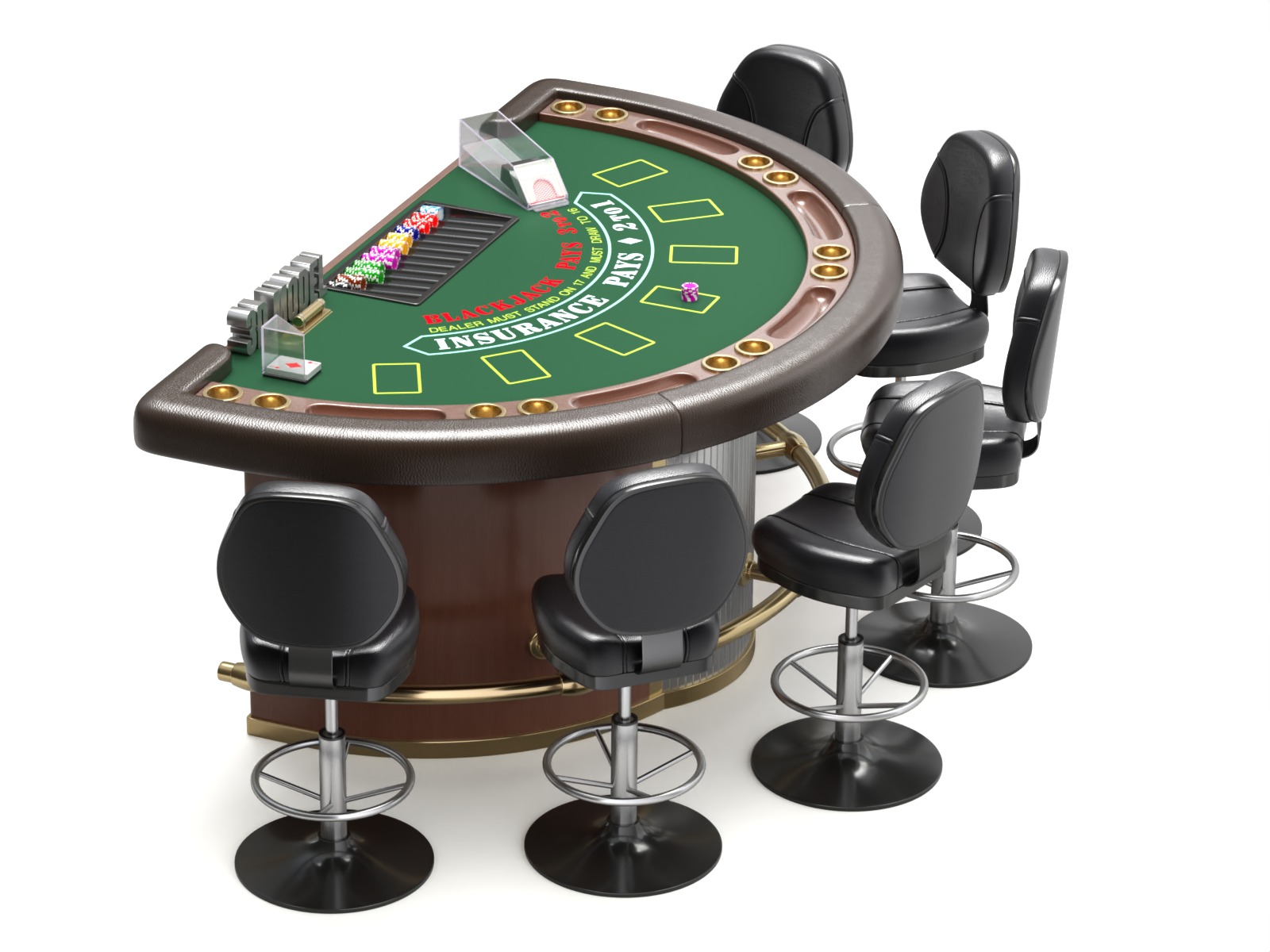 Blackjack Table Set 3D model_7