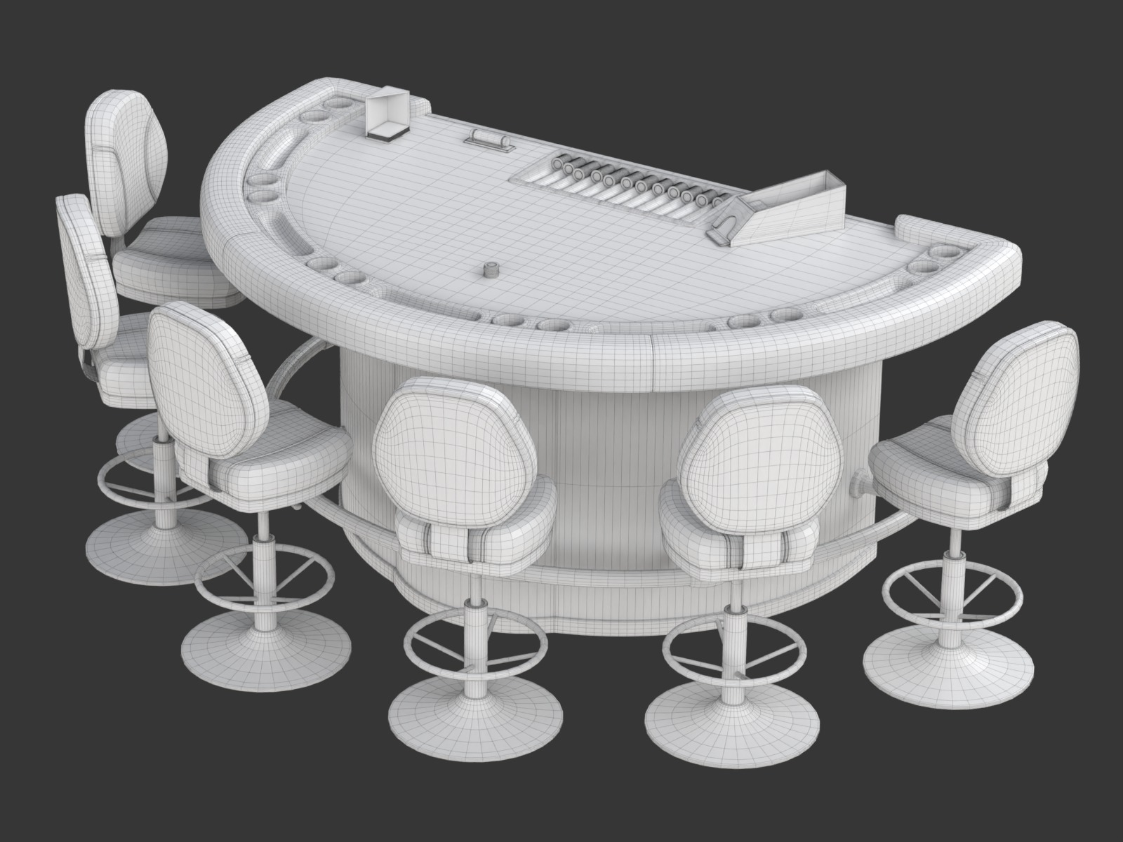Blackjack Table Set 3D model_31