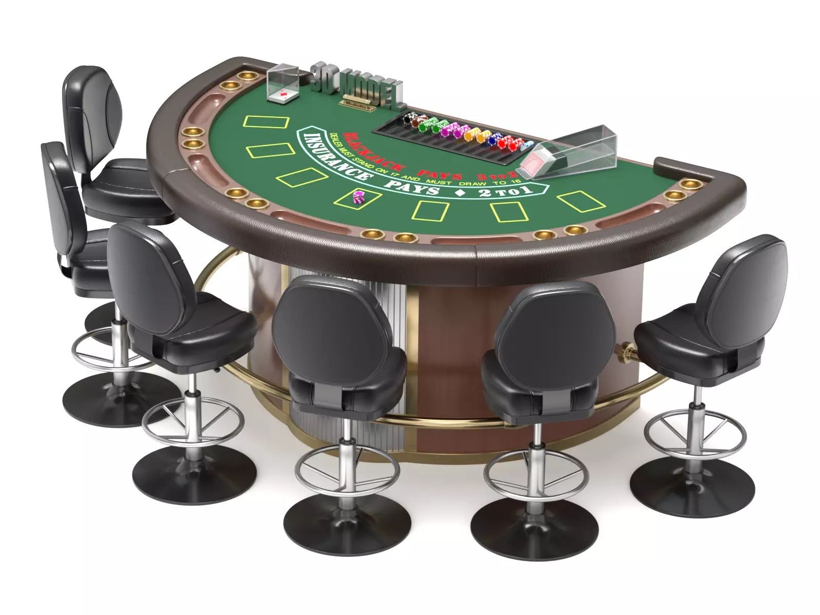 Blackjack Table Set 3D model_0