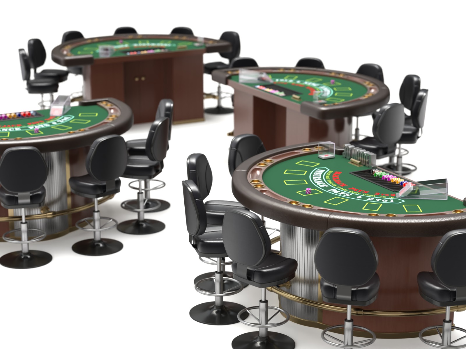 Blackjack Table Set 3D model_6