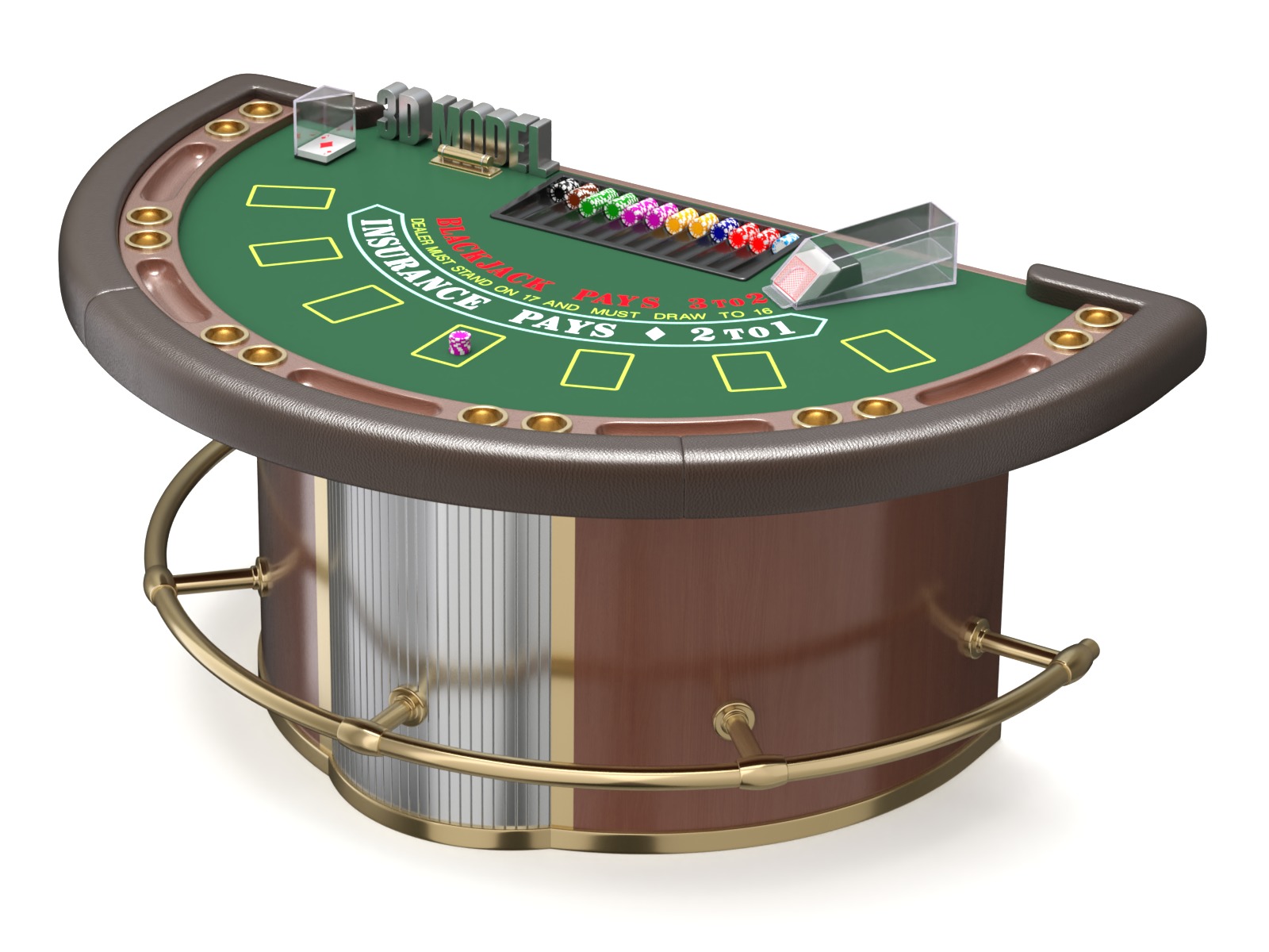Blackjack Table Set 3D model_1