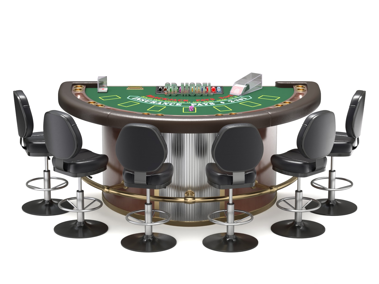 Blackjack Table Set 3D model_3