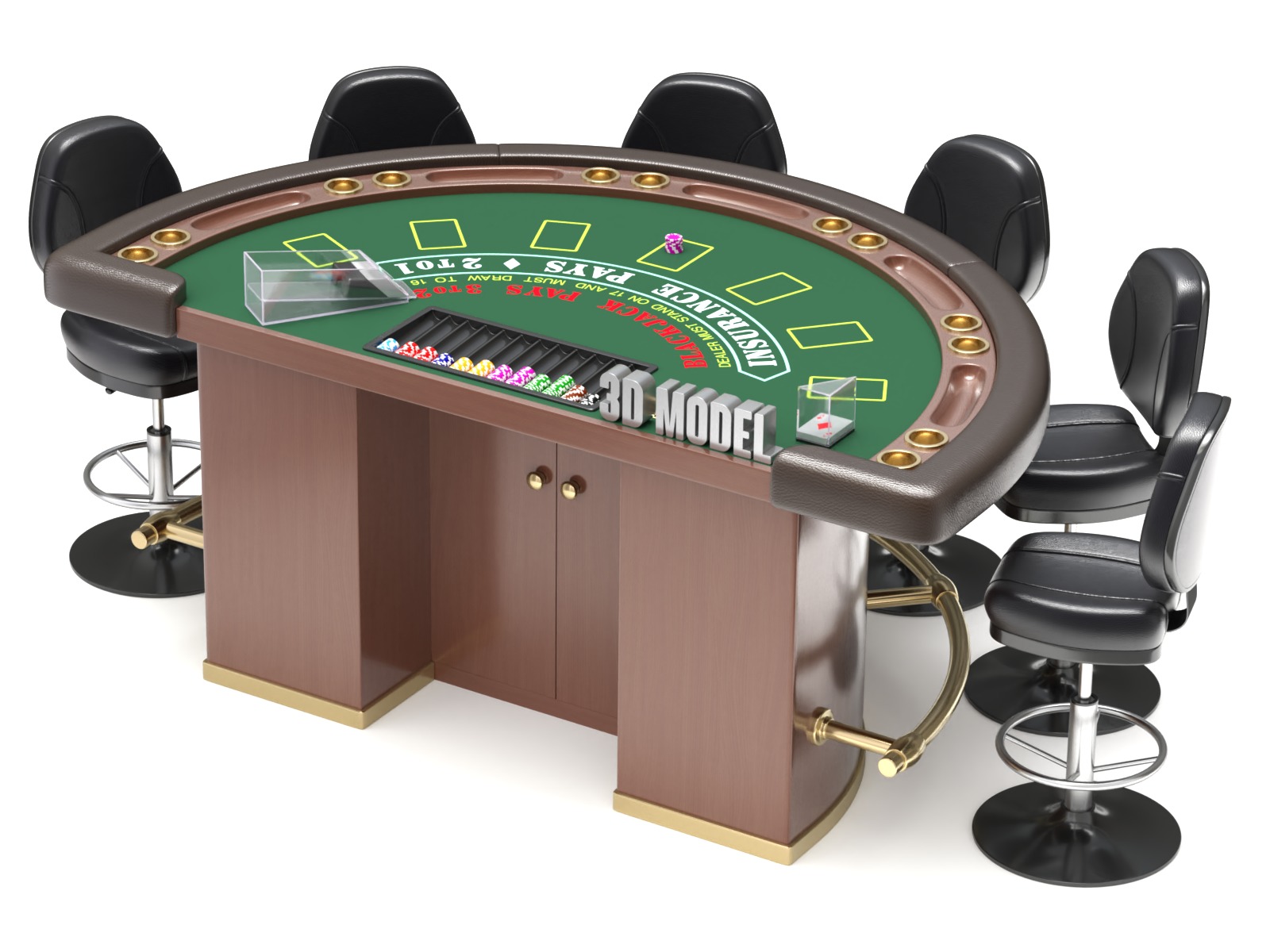 Blackjack Table Set 3D model_2
