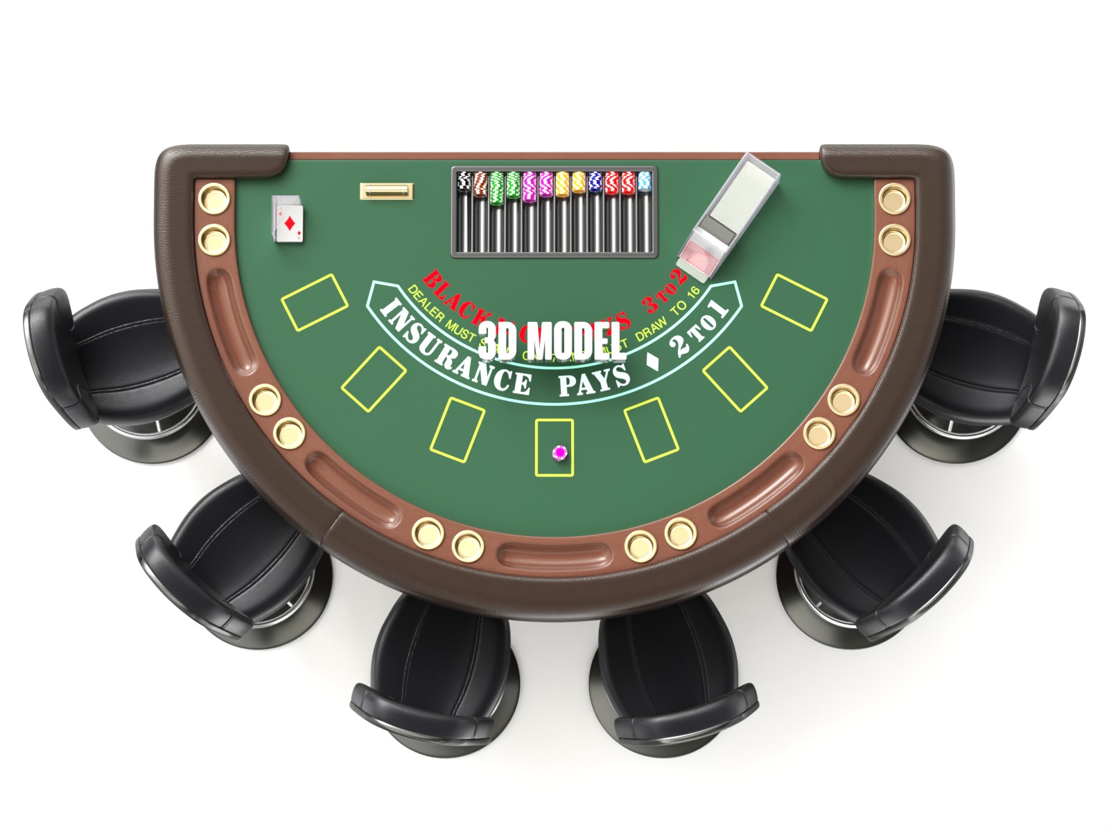 Blackjack Table Set 3D model_4