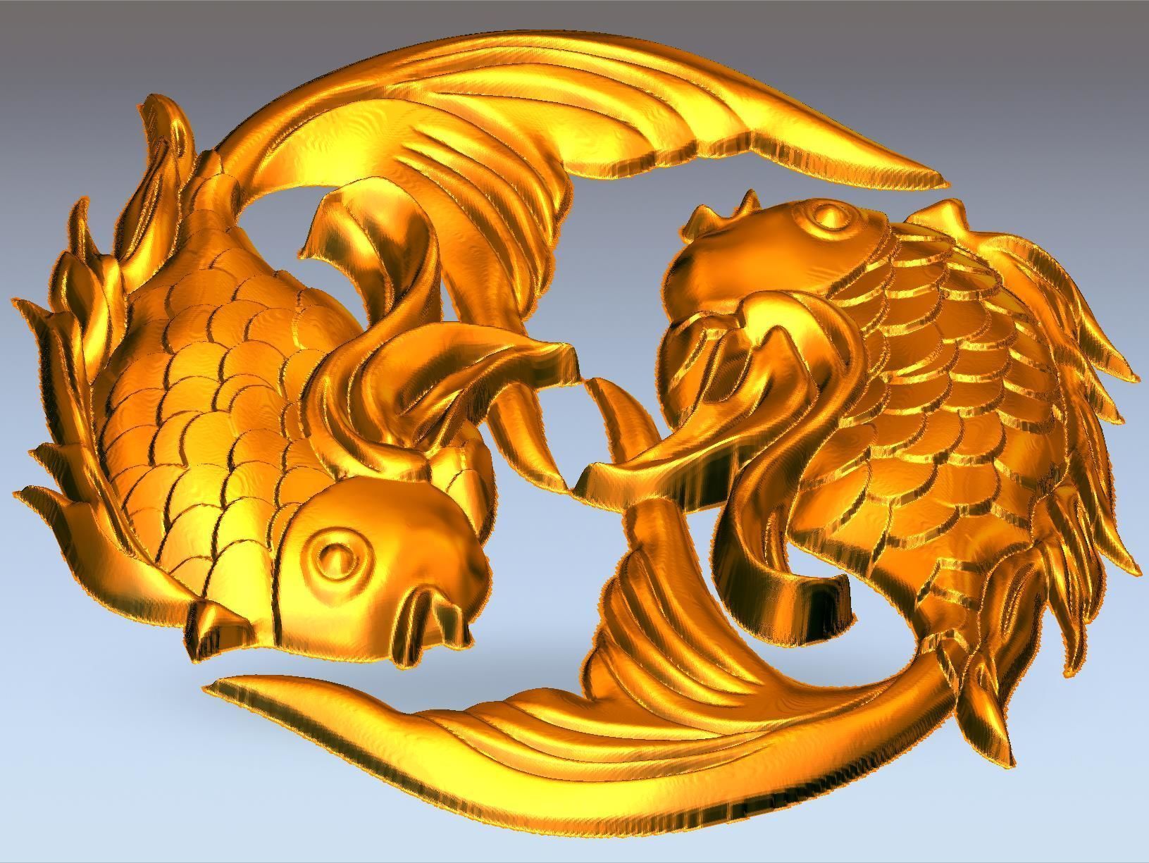 Two Goldfish Mural Art 3D print model_3