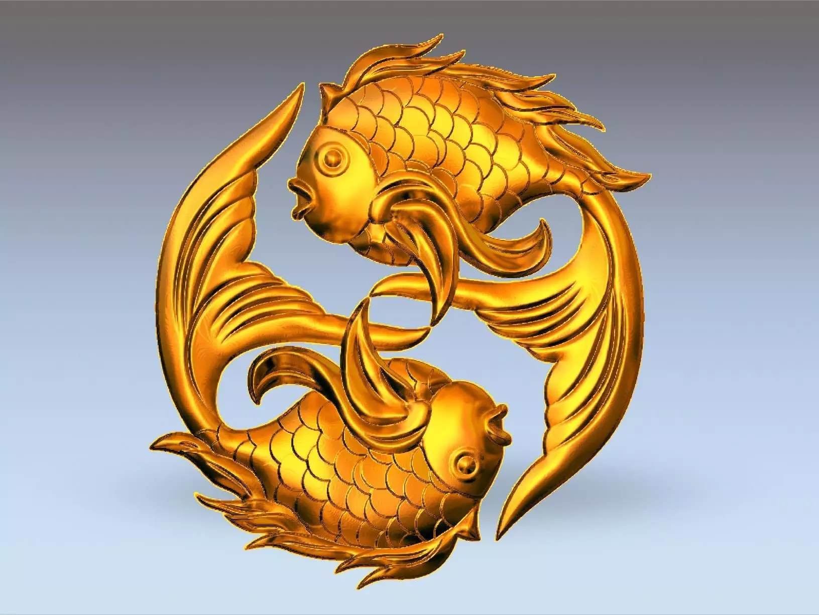 Two Goldfish Mural Art 3D print model_0