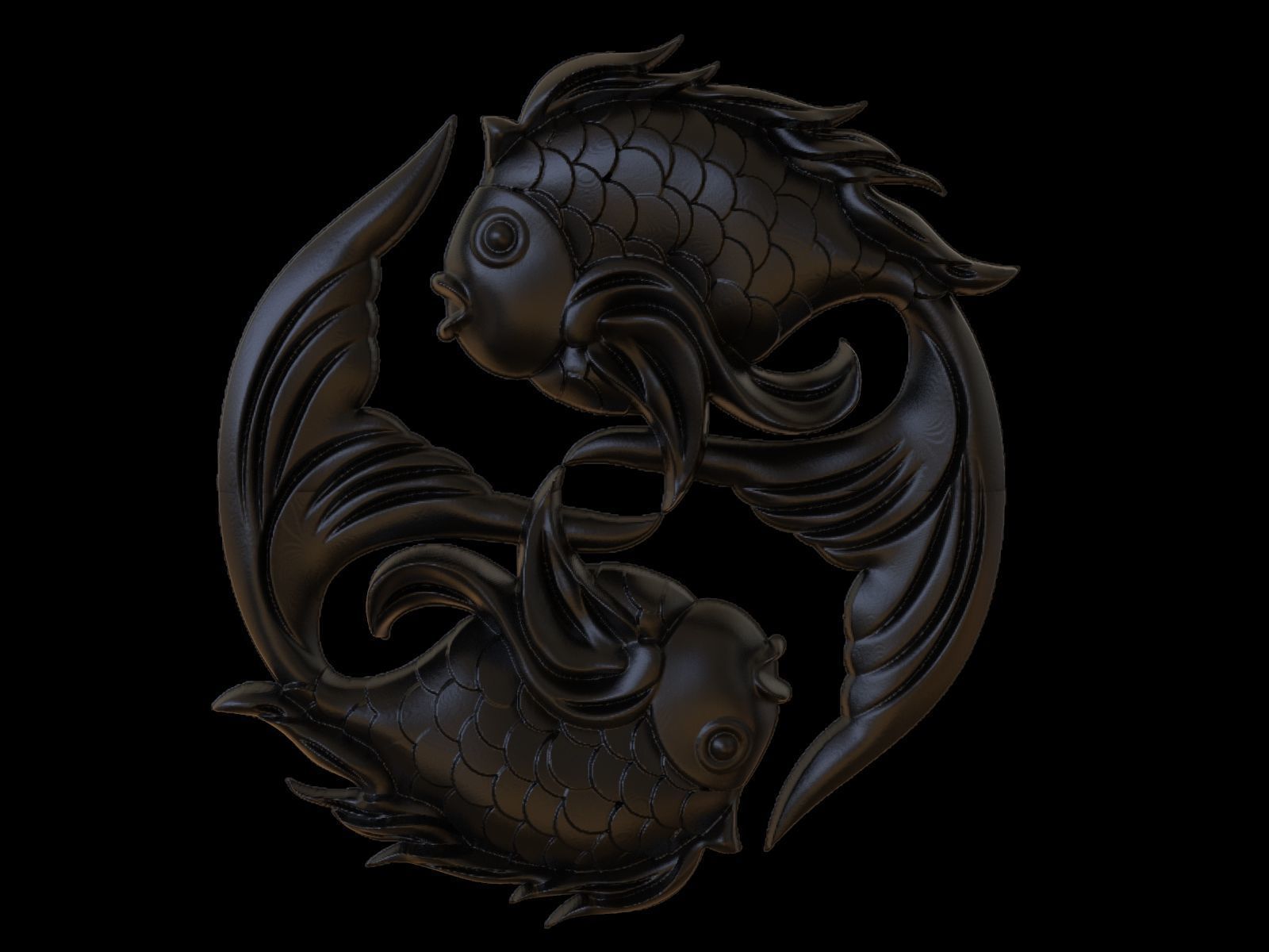 Two Goldfish Mural Art 3D print model_4
