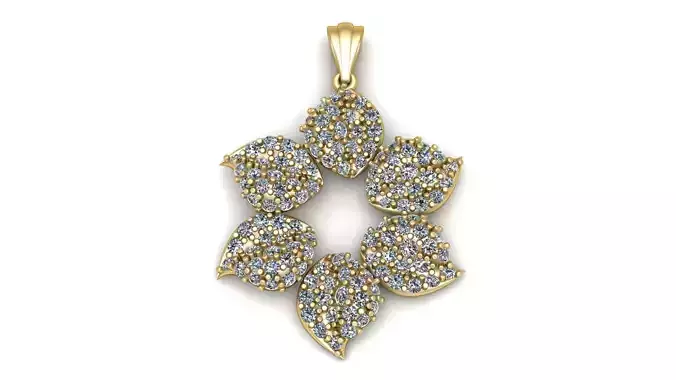 Women Fashion Flower diamond Pendant 3d printable Model