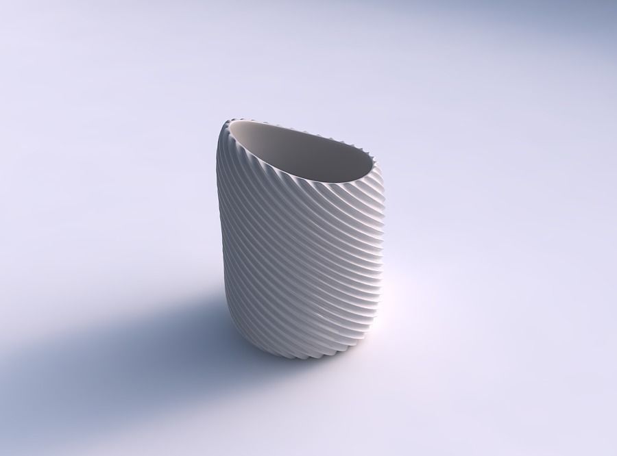 Vase twisted 2 with bent extruded lines 3D print model_0
