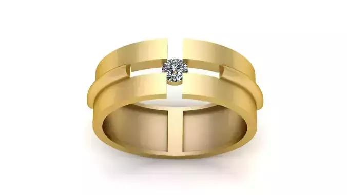 single Diamond Ring For Men Fashion 3d printable Model