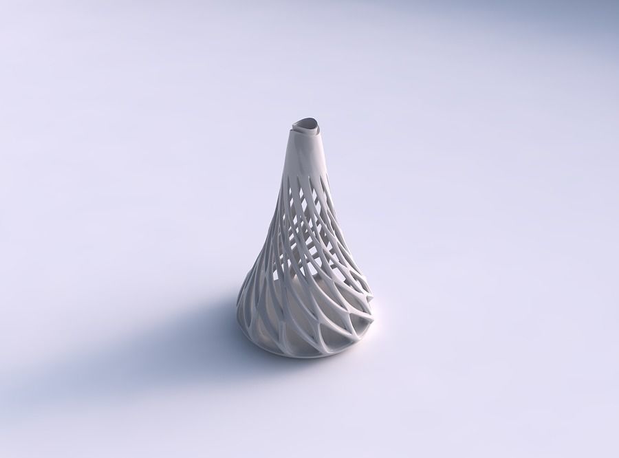 Vase tapered slim with smooth beveled cuts and extruded top t... 3D print model_0