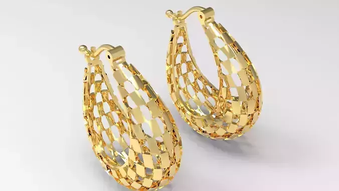 Gold mesh hoop earrings model ge0028