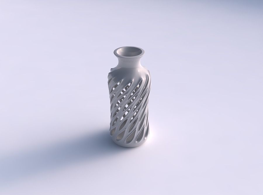 Vase tapered twisted with smooth cuts, extruded edges and hig... 3D print model_0