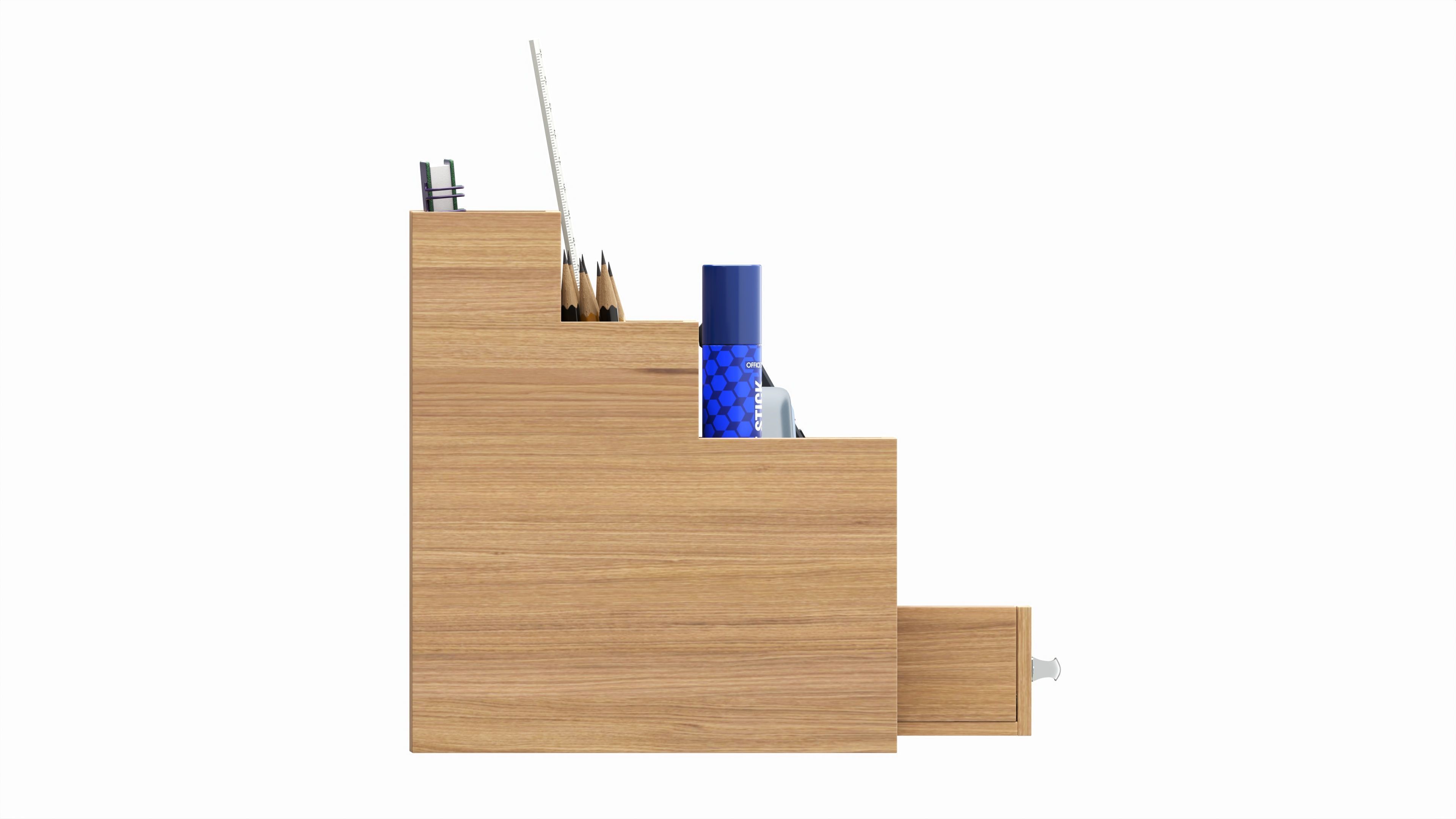 Office Wood Organizer with Supplies 03 3D model_6