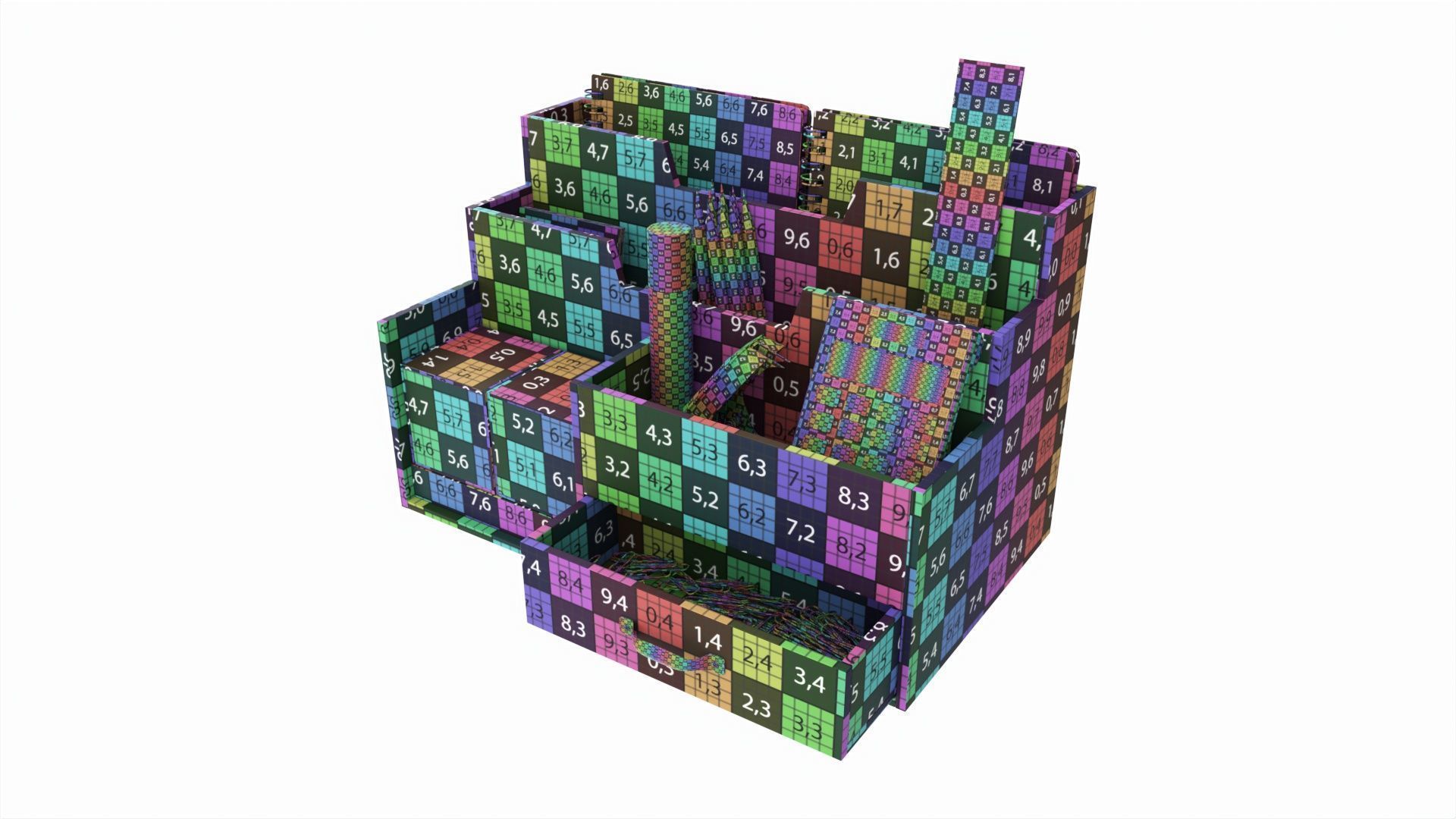 Office Wood Organizer with Supplies 03 3D model_9