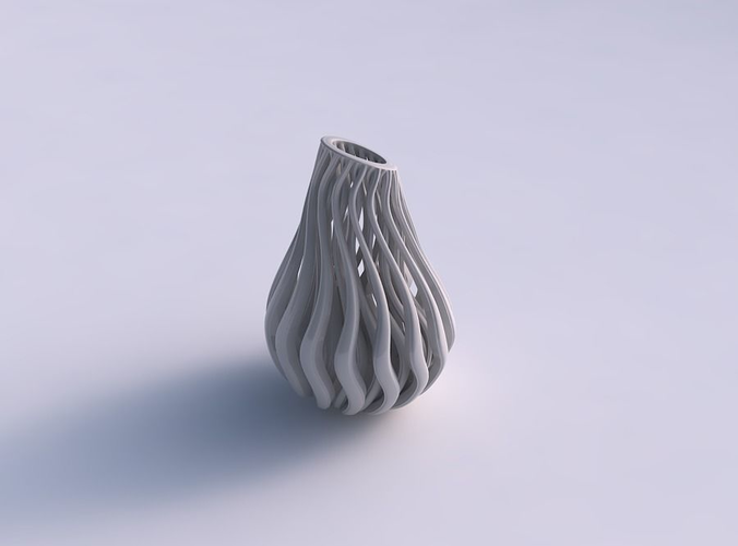 Vase taper wavy with beveled muscle structure squeezed with streched top corner