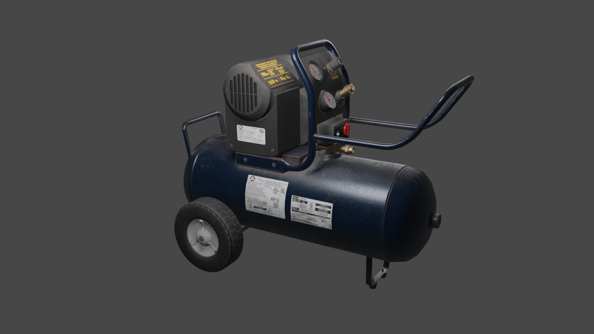 Air compressor PBR Low-poly 3D model_1