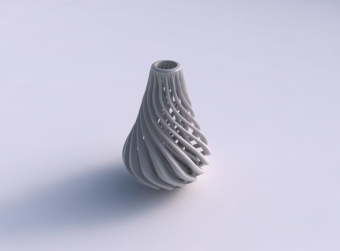 Vase taper wavy with beveled muscle structure twisted and squeezed