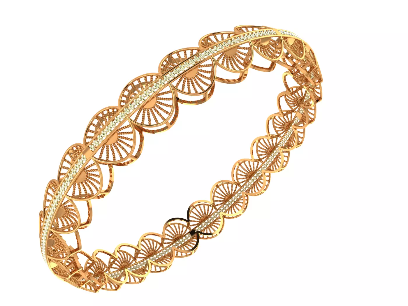 105 Interwoven Gold Bangle 12gm 3D print model_0