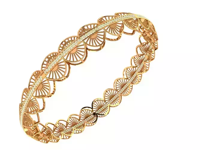 105 Interwoven Gold Bangle 12gm