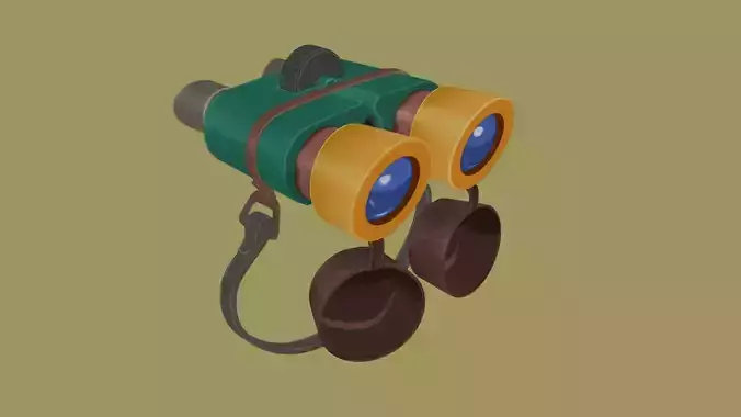 Low Poly Hand Painted Binoculars