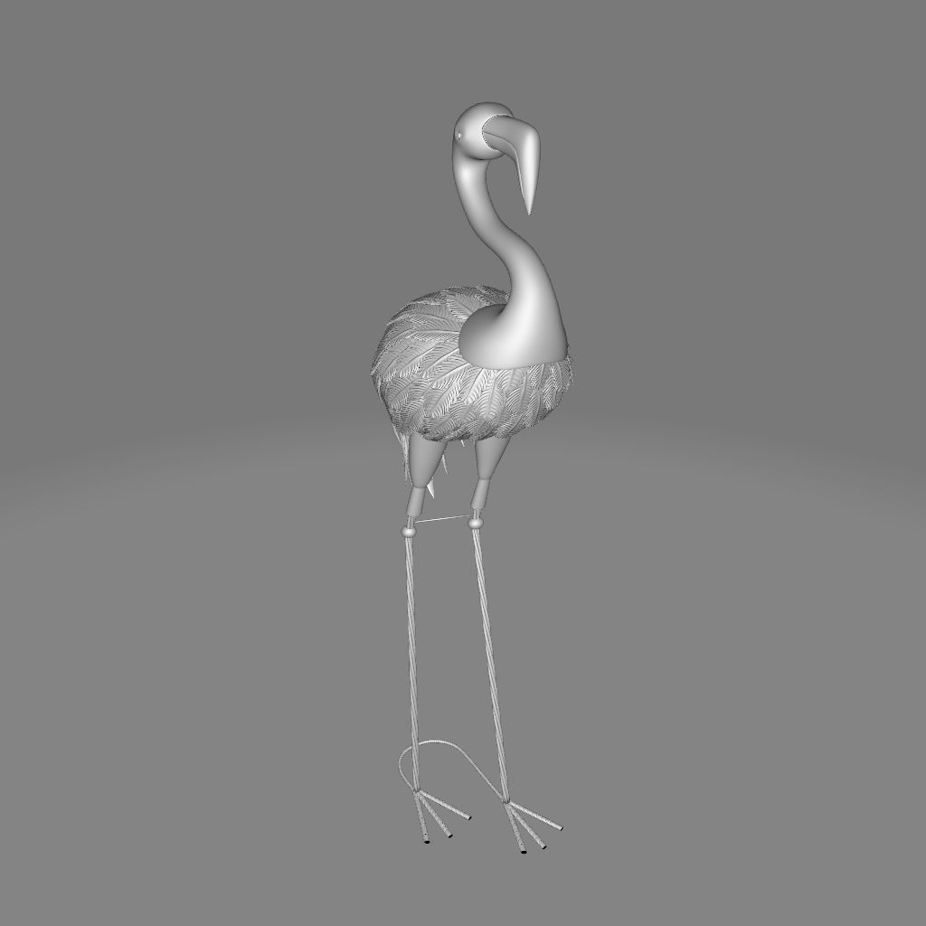 Pink Moriah Flamingo Garden Art 3D model_4
