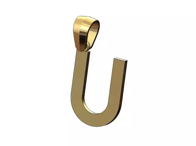 Simple U initial letter dashing font pendant charm with bail
