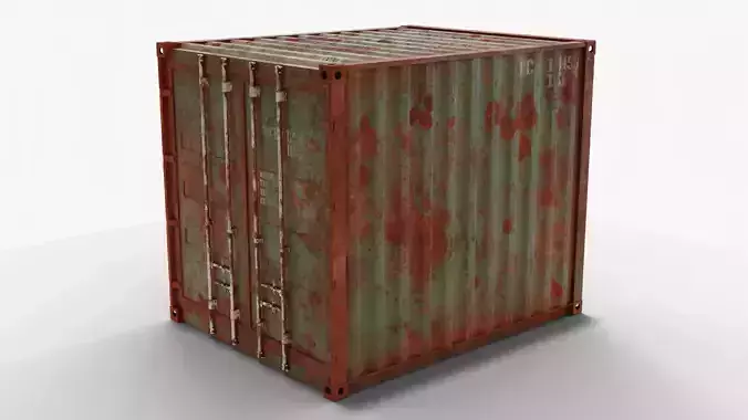 10Ft Cargo Container - Green - Rusted