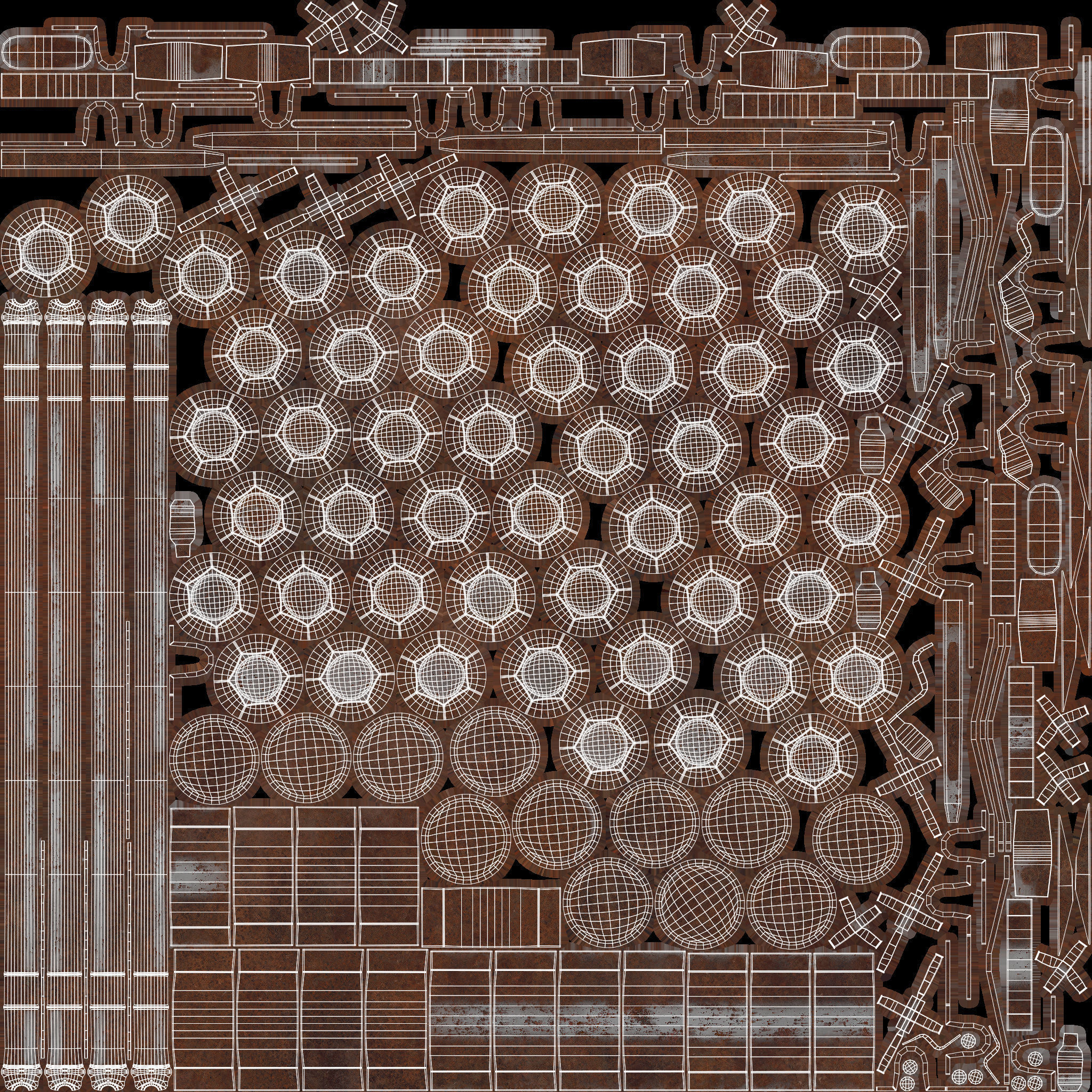 10Ft Cargo Container - Green - Rusted 3D model_17